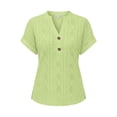 thumbnail image 5 of yeiolnoer Shirts for Women Short Sleeve V Neck Sweater Eyelet Tunic Top Knit Elegant Summer Spring Tops Casual Blouse, 5 of 6