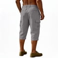 thumbnail image 3 of Cargo Shorts Men Under Knee Length Stretch Waist Loose Fit Linen Shorts Lightweight Breathable Workout Shorts for Beach, 3 of 3