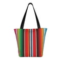 thumbnail image 3 of Gaeub Mexican Serape Blanket Stripes Printed Tote Bag Grocery Bag Reusable Shoulder Bag with Zip for School Kitchen Park DIY, 3 of 9