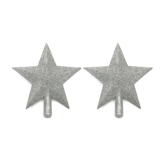 2Pieces Glittering Star Treetops Accent Shimmering Star Tree Toppers Ornament For Miniature Christmas Tree