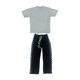 thumbnail image 1 of Conjunto de pantalón de manga corta casual a escala 1/6, ropa en miniatura, ropa deportiva realista. en blanco y negro, 1 of 9