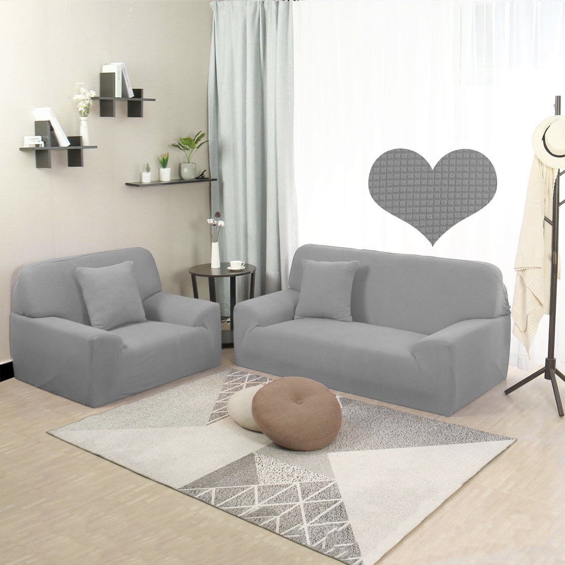Unique Bargains 1-Piece Jacquard Solid Stretch Sofa Slipcover, Gray