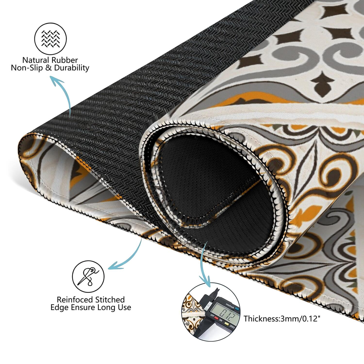Boho Mahjong Mat for Table, 31.5*31.5in Anti Slip American Mahjong Table Cloth, Noise Reduction, Neoprene Mah jongg Mat with Carrying Bag & 3 Dices, Mahjong Accessories Gift for Board Tile Games Mats