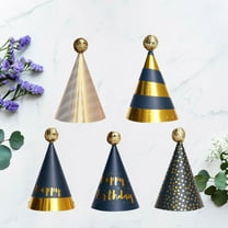 FESTFENDS 5Pcs Kids Birthday Paper Caps Pointed Hat for Children Birthday Party Decorative Photo Props Black