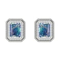 thumbnail image 3 of 14K Solid Gold Screw Back Stud Earrings for Women | 2.44 cttw Emerald Cut Blue Moissanite | White Gold, 3 of 5