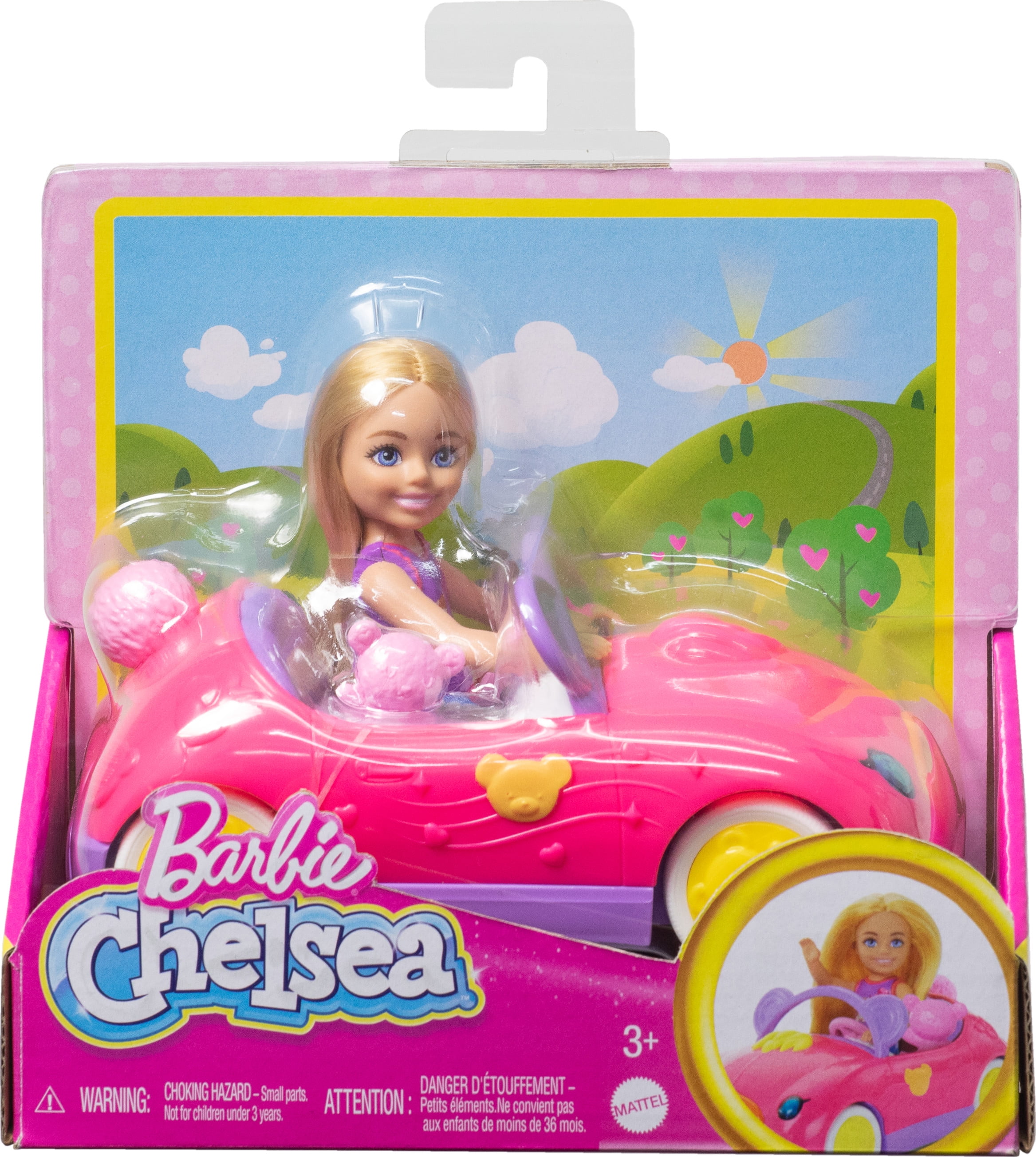 Barbie Chelsea Vehicle Set with Blonde Small Doll, Toy Car & Teddy Bear Accessory