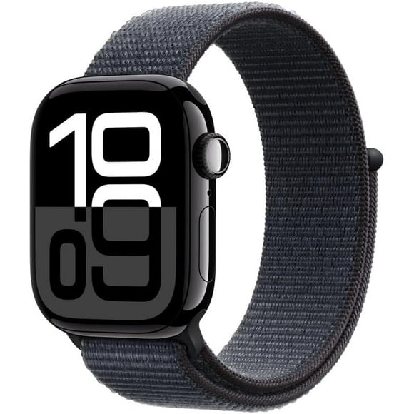 Apple Watch Series 10 [GPS+ Cellular] 42mm Smartwatch with Jet Black Aluminum Case with Ink Sport Loop | Certified Refurbished