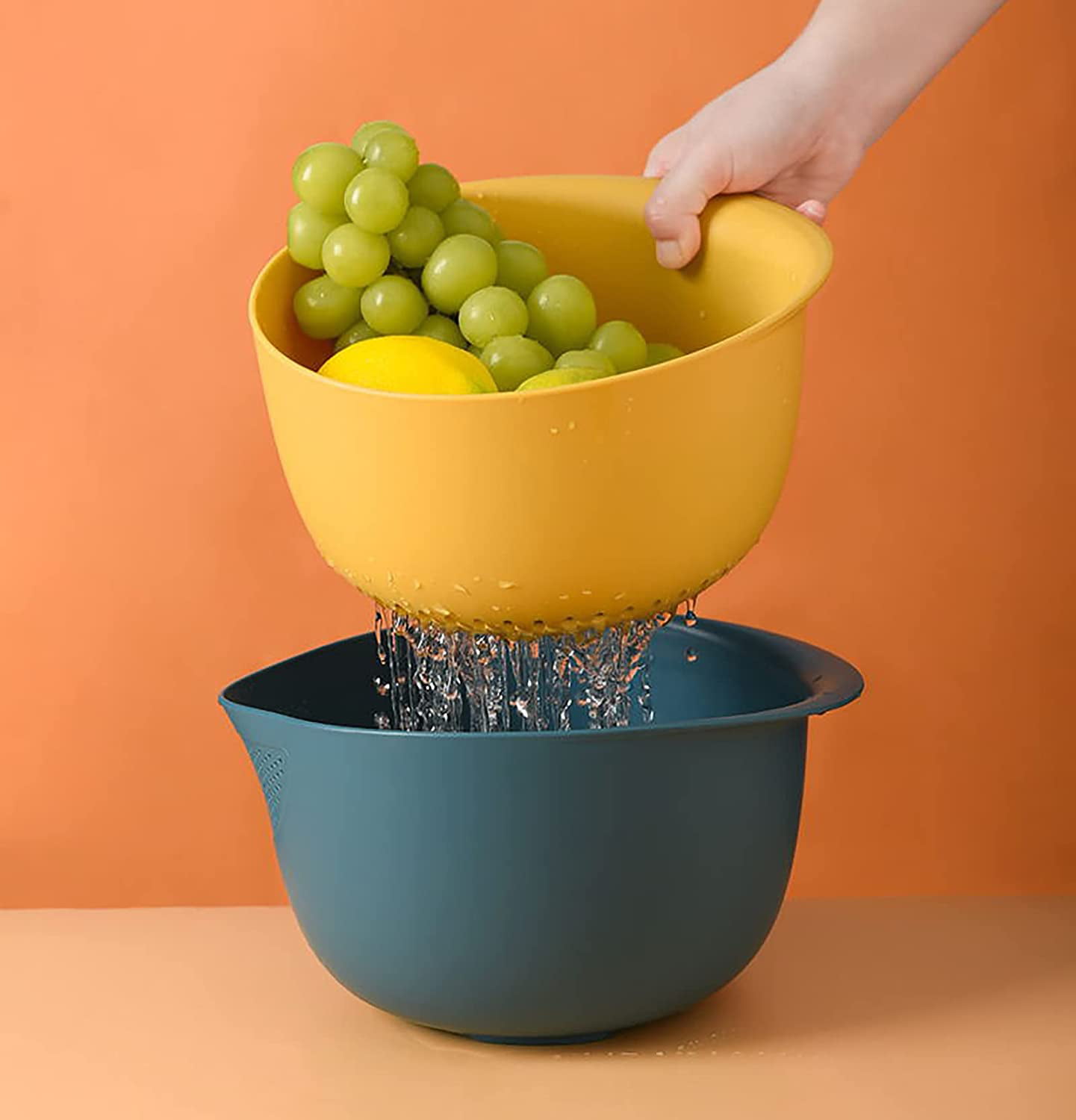 New Mini Veggie Fruits Washing Bowl Colander Strainer Salad Mixing Bowl White