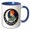 Blue/White, variant on 3drose, Wayne Male Name, Moon, Man, and a Gray Wolf Head. Art Gift for a Man, 15oz Mug