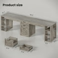 thumbnail image 3 of 96.5 Inch 2 Person Desk with Storage, Farmhouse Double Desk with Drawers and Open Shelves, Home Office Desk with Printer Stand and File Drawer, Grey, 3 of 9
