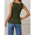 thumbnail image 4 of Ribbed Tank Tops for Women 2024 Summer Knit Square Neck Sleeveless Shirts Summer Casual Slim Fitted Basic Tanks, 4 of 8