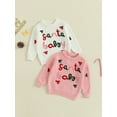 thumbnail image 3 of Miaouyo Toddler Baby Girl Christmas Fall Sweaters 0 6 12 18 24 Months 2T 3T Long Sleeve Round Neck Letter Bow Embroidery Tops, 3 of 9