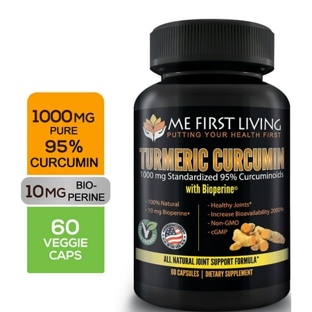 Turmeric Curcumin with Bioperine 1000mg of 95% Curcuminoid With Black Pepper as Bioperine 10mg, 19x More Potent Than Others, Increased Bioavailability, Vegan, 60 Capsules by Me First