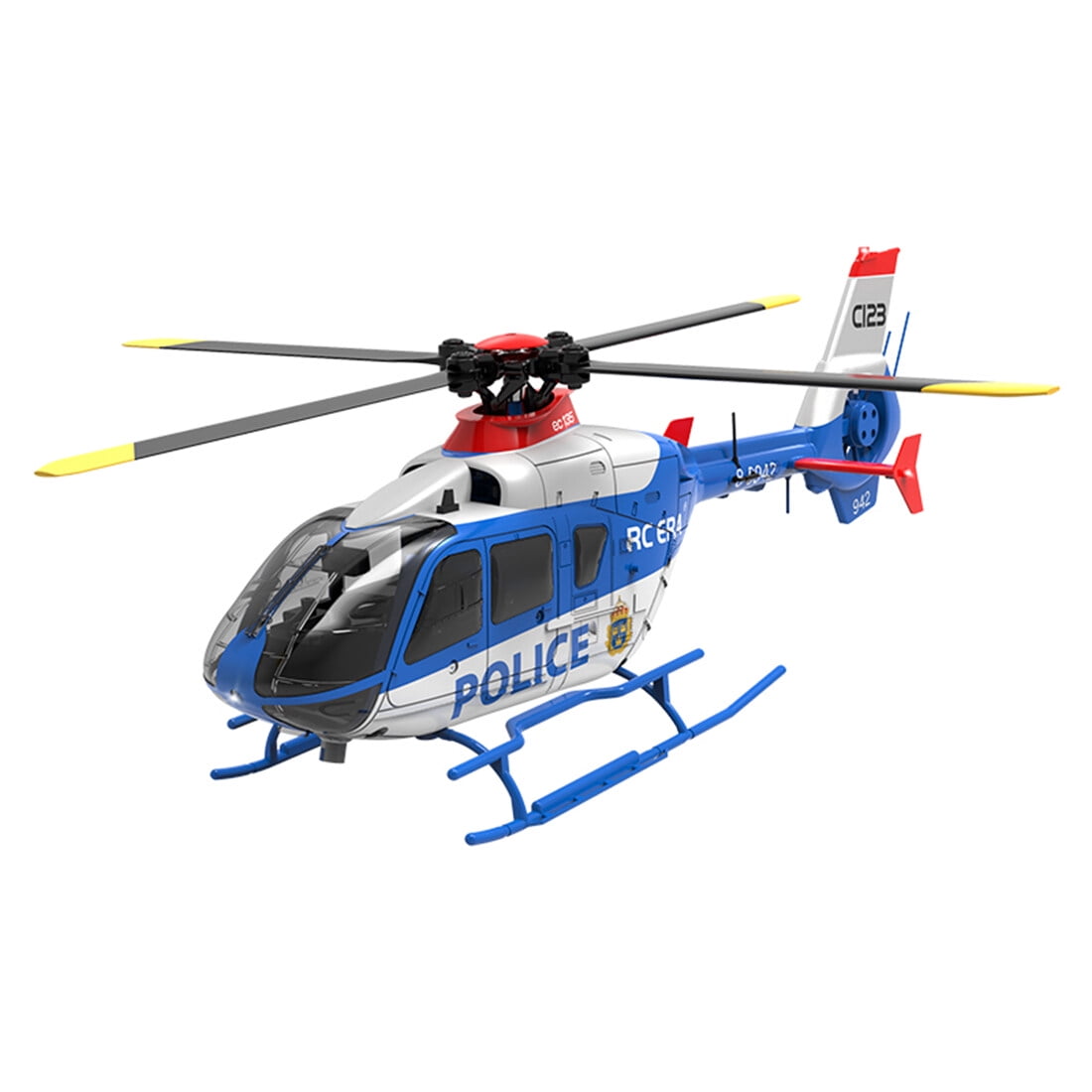 RC-ERA C123 EC135 RC Helicopter 6CH Brushless Direct Drive Aircraft with Optical Flow Positioning, Altitude Hold, 6 Axis Gyro, 3D Roll, 2.4G Remote Control RTF for Adult Beginners - 4PCS Battery