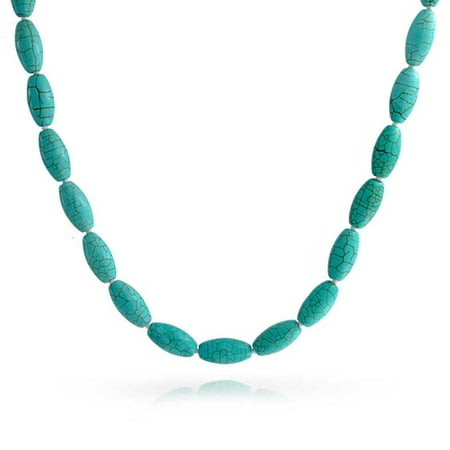 - Aqua Knotted Oval 8mm Bead Strand Compressed Turquoise Necklace For Women Silver Plated Clasp 18 Inch