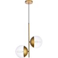 thumbnail image 1 of Living District LD6121BR Eclipse 2 Lights Pendant Ceiling Light with Clear Glass, Brass, 1 of 1