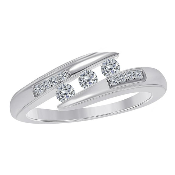 Mauli Jewels Rings for Women 0.25 Carat Diamond Channel-Set Fashionable Ring Channel-Setting 10K Rose, White & Yellow Gold