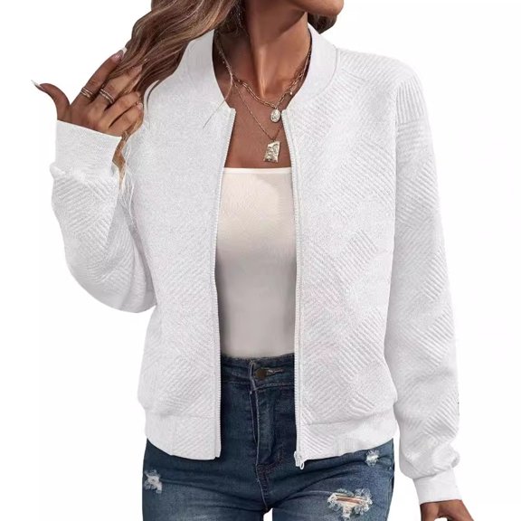 Women's Baseball Jackets Zip Up Bomberes Jackets Casual Long Sleeve Outerwear Windbreaker