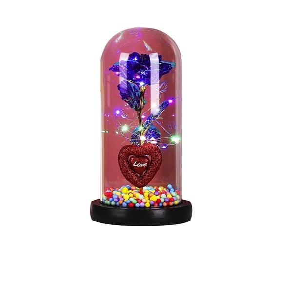 HOARBOEG Glowing Rose in Glass Dome with LED Lights, Preserved Crystal Flower and Butterfly Night Light, Romantic Valentine's Day Birthday Gift for Her, Wife, friend, Home Desk Decor