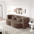 thumbnail image 5 of Miekor Modern Floor Sofa with 2 Pillows,Convertible Teddy Fabric Foam-Filled Sleeper Sofa Bed,15" Full Size Folding Mattress for Living Room,Guest Bed,Playroom,no assembly required,Brown MK2538, 5 of 12