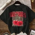 thumbnail image 3 of Milk Shreds Women's T-ShirtsLadies' Round-Neck Short-Sleeved Summer T-Shirt with Leopard Print Cherry Letter Pattern Black L, 3 of 3