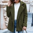 thumbnail image 6 of JULMCOMO Sherpa Fleece Jackets for Women Plus Size Lapel Collar Button Soft Fuzzy Teddy Coats Casual Warm Winter Outerwear with Pockets Green 2XL, 6 of 7