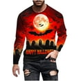 thumbnail image 2 of YOIAVAIOY Halloween Shirts for Men Long Sleeve Print Tee Shirts Spooky Season Sweatshirts Holiday Blouse Tees Red M, 2 of 5