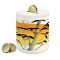 thumbnail image 1 of Bamboo Print Piggy Bank, Bamboos Across the Sun Aesthetic Japanese Culture Lifestyle, Ceramic Coin Bank Money Box for Cash Saving, 3.6" X 3.2", Orange Black White, by Ambesonne, 1 of 4