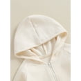 thumbnail image 6 of Bslissey Baby Boys Girls Hooded Footless Jumpsuit Solid Color Long Sleeve Zipper Sweatshirt Rompers Newborn Infant Casual Daily Outfit 0-18 Months, 6 of 9