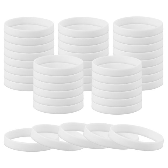 Uxcell Rubber Bracelets 60 Pcs Unisex Silicone Sports Wristbands for Sports Party Games Fashion Decorations White