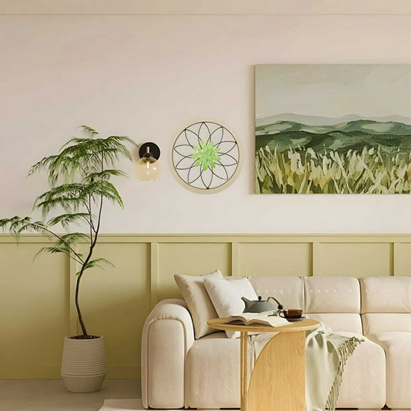 1pcs Ultra-Thick Rustic Wall Decor, Wooden Frame Iron Flower Farmhouse Hanging Decoration for Outdoor,Bedroom Blue