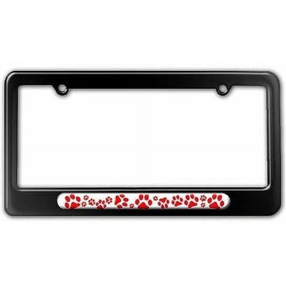 Paw Prints, Red License Plate Tag Frame, Multiple Colors