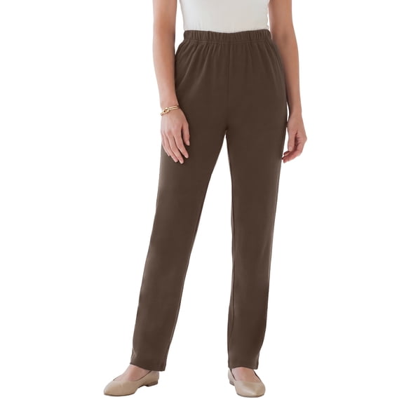 Roaman's Women's Plus Size Petite Plus Size Soft Knit Relaxed Pull-On Straight Leg Pant