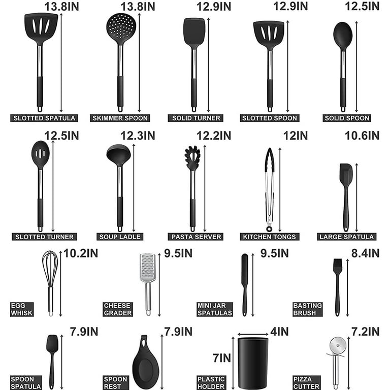 Vesteel 15 Piece Kitchen Utensils Set, Silicone Cooking Utensils with  Holder, Non-Stick Cookware Friendly & Heat Resistant - Colorful