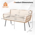 thumbnail image 2 of Costway Patio Wicker Loveseat Furniture with Seat Back Cushions, Heavy-Duty Metal Legs Off-White, 2 of 9