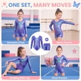 thumbnail image 6 of Gymnastics Leotards for Girls, Long Sleeve Sparkly Rhinestone Dance Unitards Biketards with Shorts for 5-10 Years, 6 of 10