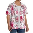 thumbnail image 2 of Uemuo Peonies And Roses Pattern Cotton Linen Short Sleeve Shirts,Casual Lightweight Button Down Shirts,Vacation Beach Summer Tops-4X-Large, 2 of 7