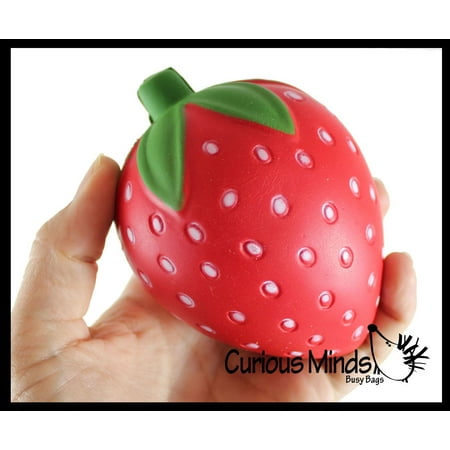1 Strawberry Fruit Squishy Slow Rise Foam Food Fruit - Scented Sensory, Stress, Fidget Toy