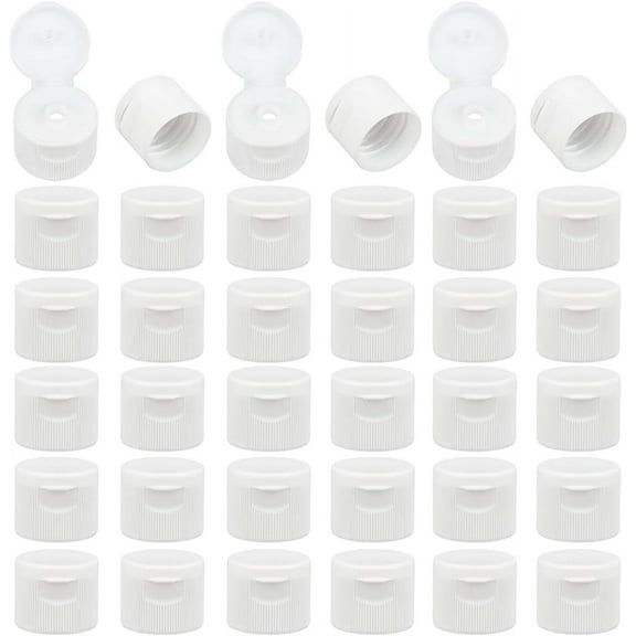 36Pcs White Flip Top Caps 1 Inch thick Plastic Flip Bottle Caps With 0.18 Inch Orifice Replacement Inner Diameter 1.1 Inch
