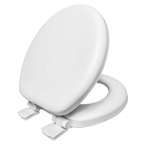 Soft Cushioned Toilet Seat, Round, White, Slow-Close Lid & Seat, Quick-Release Hinge, Easy To Clean &