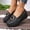 Black, variant on Womens Loafers Comfortable Platform Heel Flats Casual Soft Round Toe Retro Dress Shoes Black 8 Wide(EU:40)