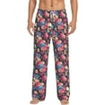 thumbnail image 2 of Lsque Skull Blue Flower Print Men's Pajama Pants, Lounge Pant - Comfortable Home Wear,Elastic Waistband, Stylish Design-Large, 2 of 9