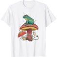 thumbnail image 1 of Cool Green Frog Toad Animal Sitting on Mushrooms Thinking T-Shirt Frog Lover Shirt Frog And Toad Mushroom Shirt Frog Lover Animal Tshirt, 1 of 1