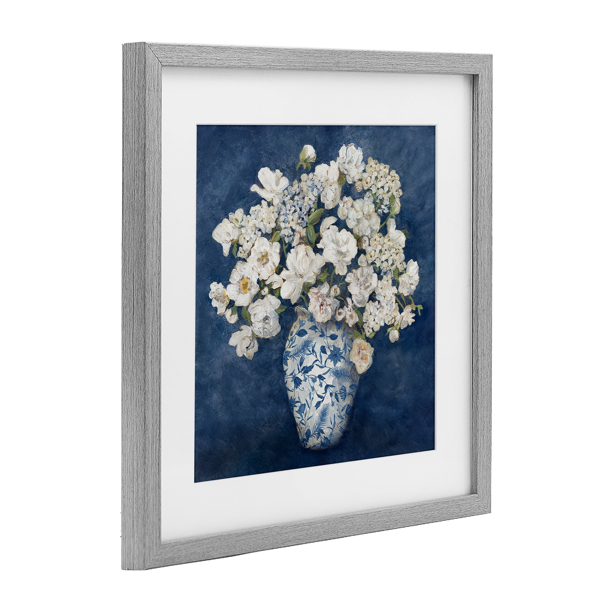 Stupell Industries Classic Blue Chinoiserie Vase Gray Framed Print Under Glass, design by Charlene Olson