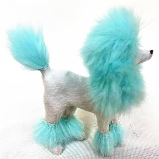Serie de artesanías de animales de simulación, perro de peluche, caniche, caniche multicolor
