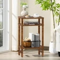 thumbnail image 6 of 28in Tall Side Table Set of 2, 3-Tier Small Narrow End Table for Couch, Skinny Nightstand for Small Space, Farmhouse Slim Night Stand with Storage, Wooden Frame Thin Bedside Table, Brown, 6 of 16