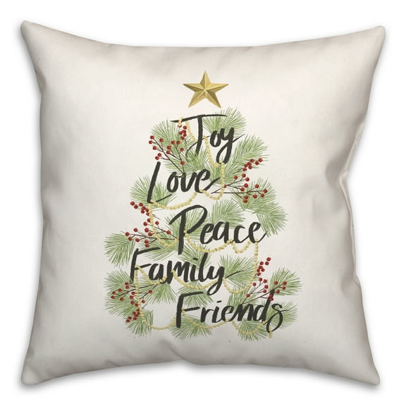 Creative Products Christmas Tree Words Script 16 x 16 Spun Poly Pillow