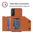 thumbnail image 3 of Feishell Fit for Samsung Galaxy S21+ Phone Case with Wrist Strap,Shockproof Premium PU Leather Back Magnetic Buckle Flip Kickstand Credit Card Slots Anti-Scratch Protective Cover,Brown, 3 of 6
