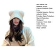 thumbnail image 7 of Naierhg Women Winter Hat Knitted Soft Thick Ear Solid Color Elastic Cartooon Ear Decor Warm Heat Retention Unisex Couple Cap for Winter Beige, 7 of 7