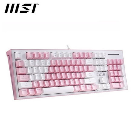 MSI GK50Z Pixel RGB USB Wired Gaming Keyboard LED Backlight Illumination 104 Keyboard,PBT Keycap (Pink)